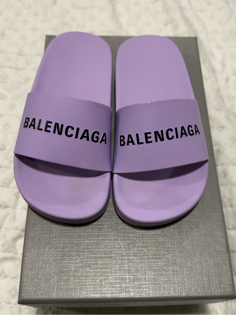 Balenciaga Lavender Slide Sandals - kids